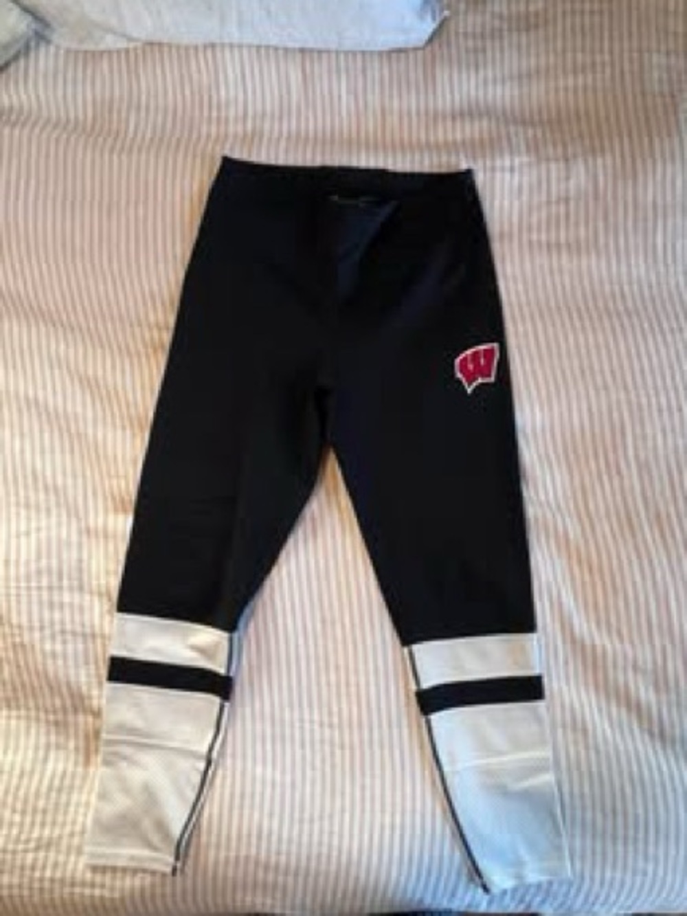 Under Armour Black and White Leggings with Red Patch Logo
